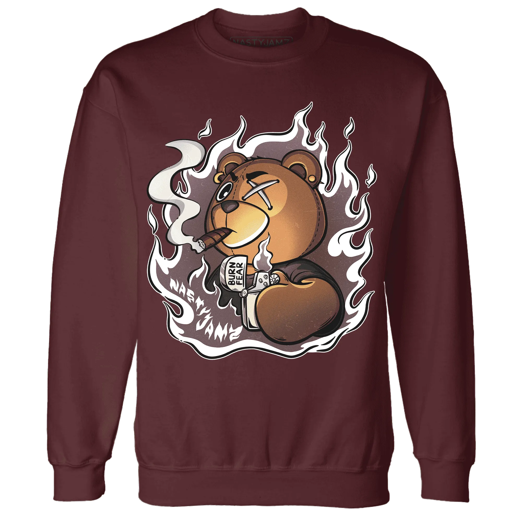 NastyJamz-Burgundy-Crush-3s-Sweatshirt-Match-BER-Burn-Fear