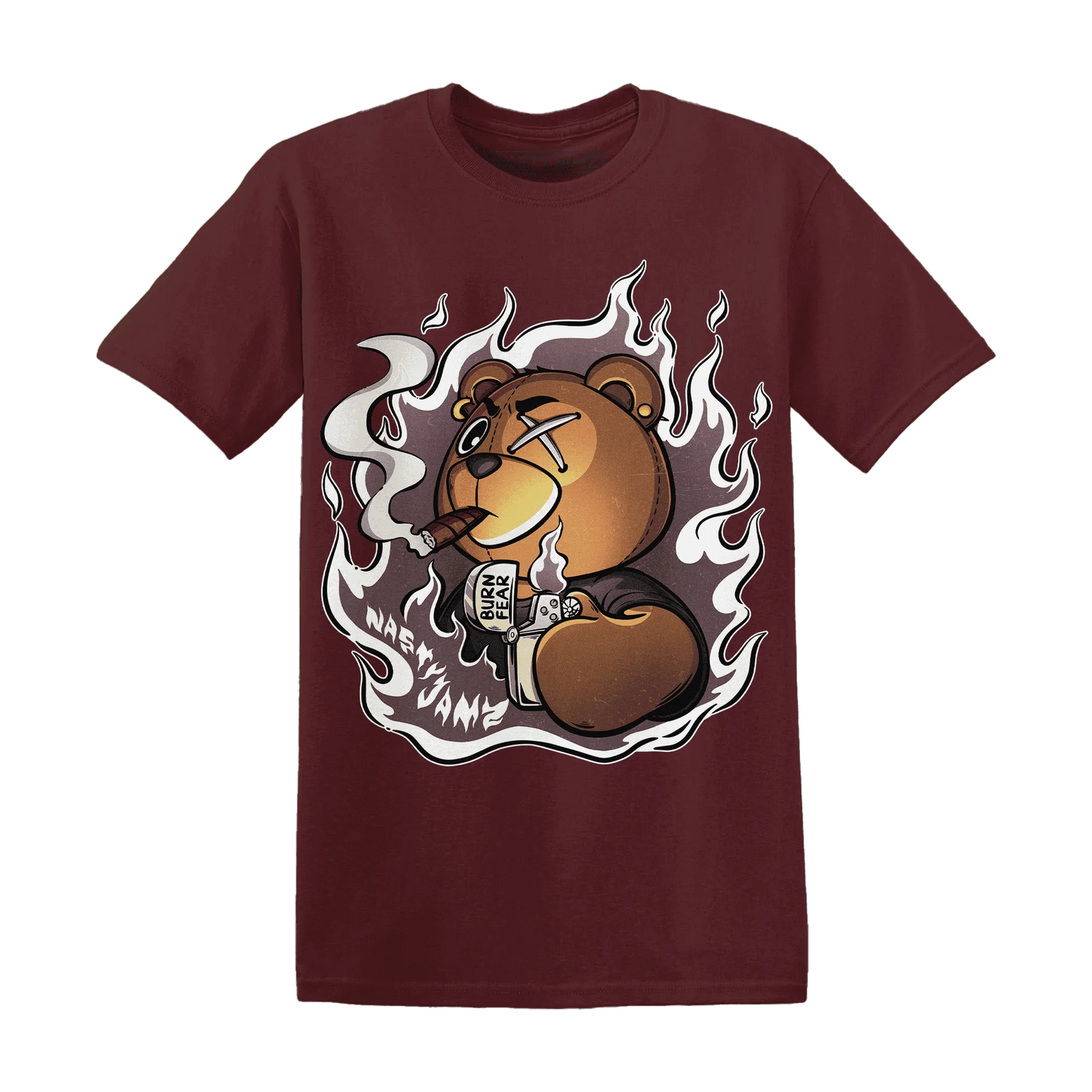 NastyJamz-Burgundy-Crush-3s-T-Shirt-Match-BER-Burn-Fear