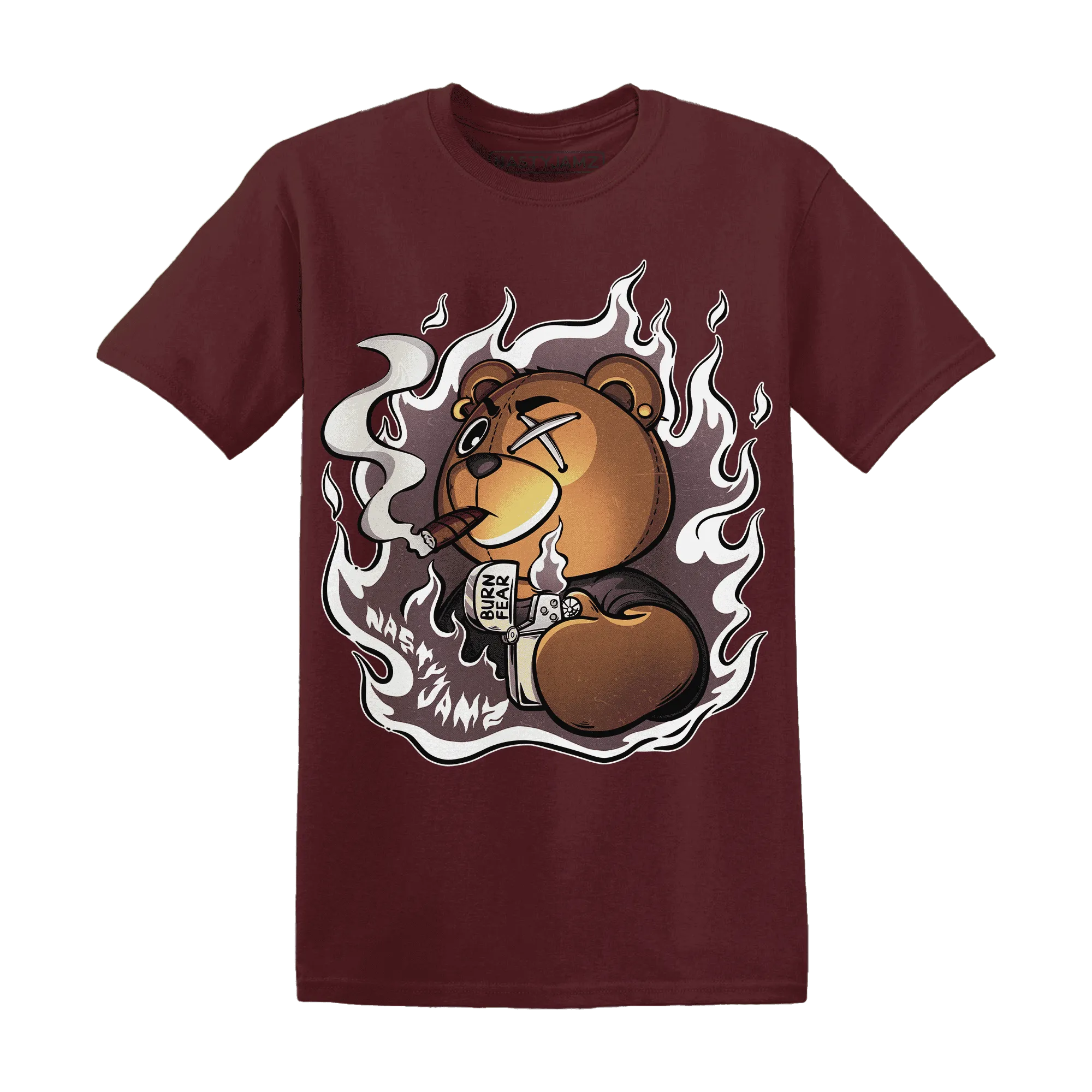 NastyJamz-Burgundy-Crush-3s-T-Shirt-Match-BER-Burn-Fear