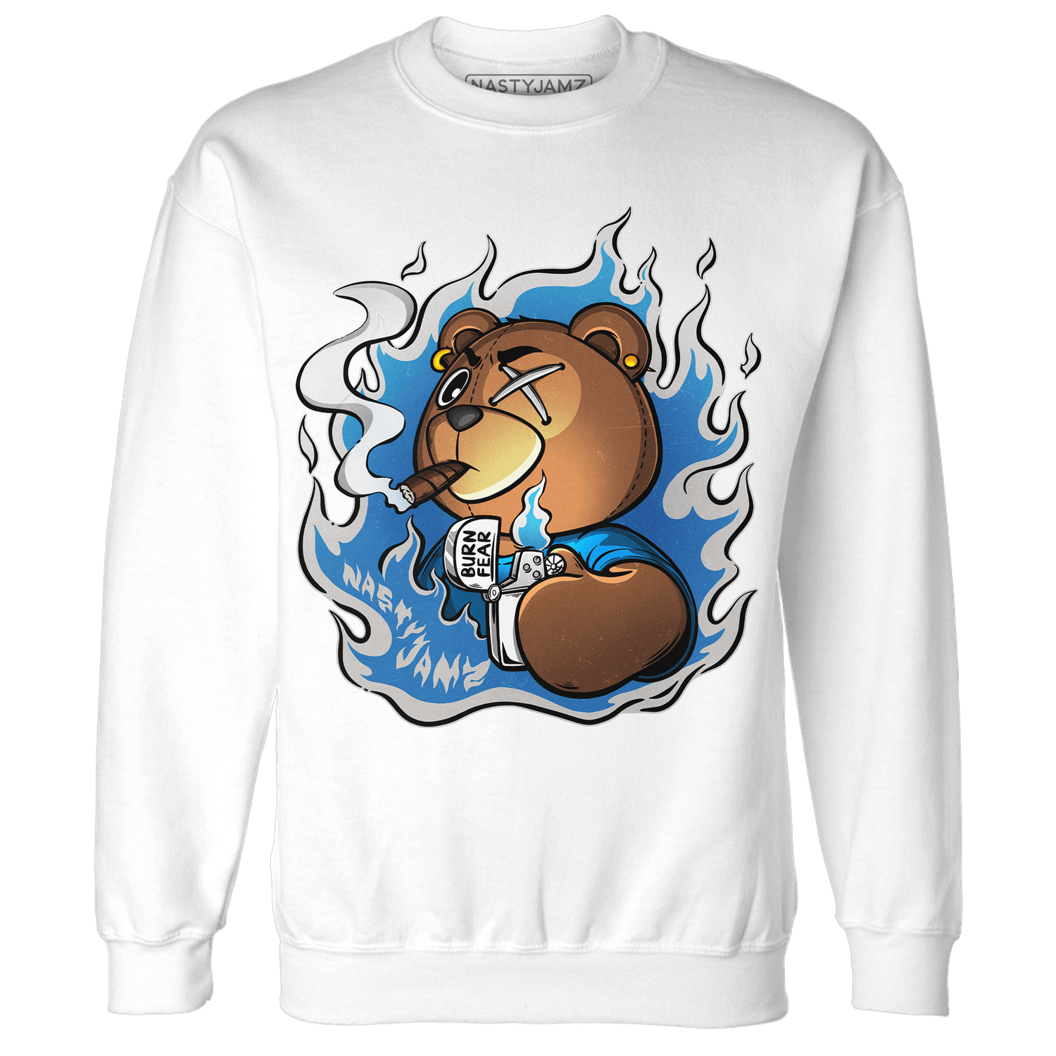 Industrial Blue 4s Sweatshirt Match BER Burn Fear - NastyJamz