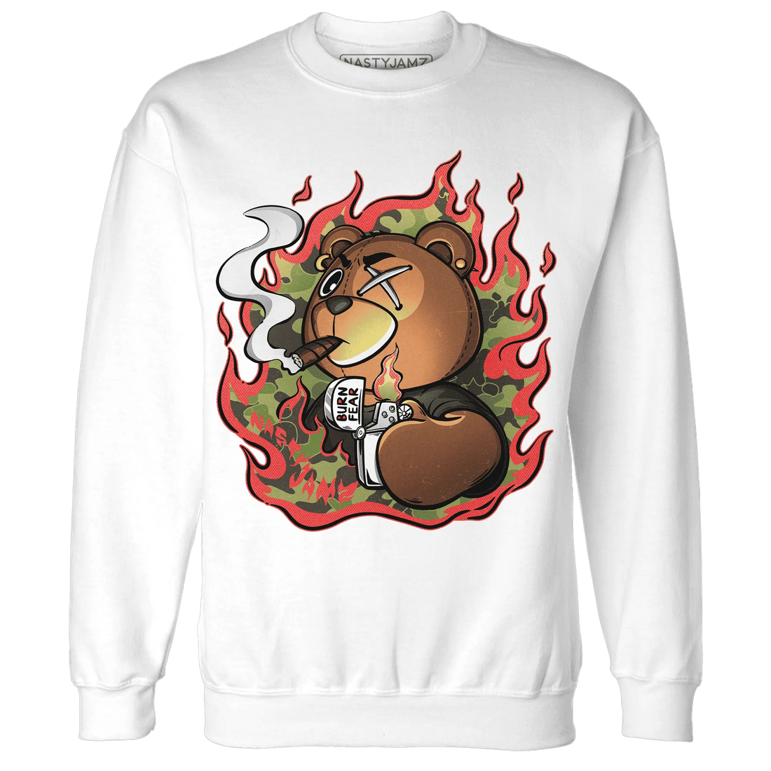 AM-90-Dark-Sage-Solar-Red-NastyJamz-Sweatshirt-Match-BER-Burn-Fear