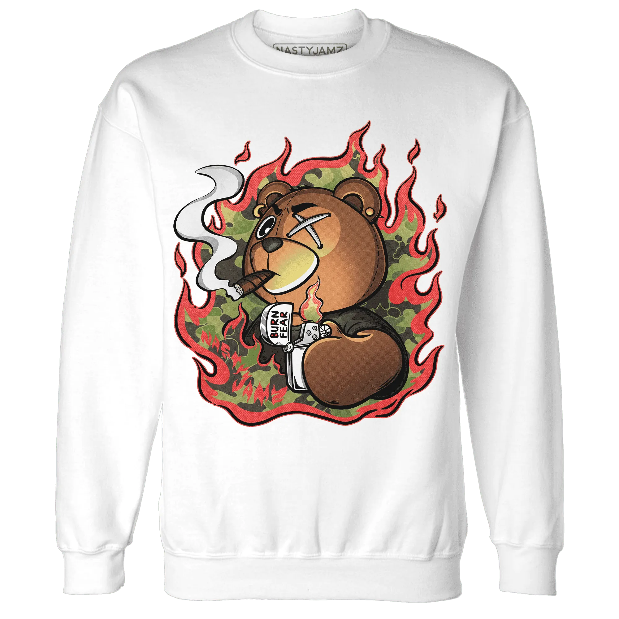 AM-90-Dark-Sage-Solar-Red-NastyJamz-Sweatshirt-Match-BER-Burn-Fear