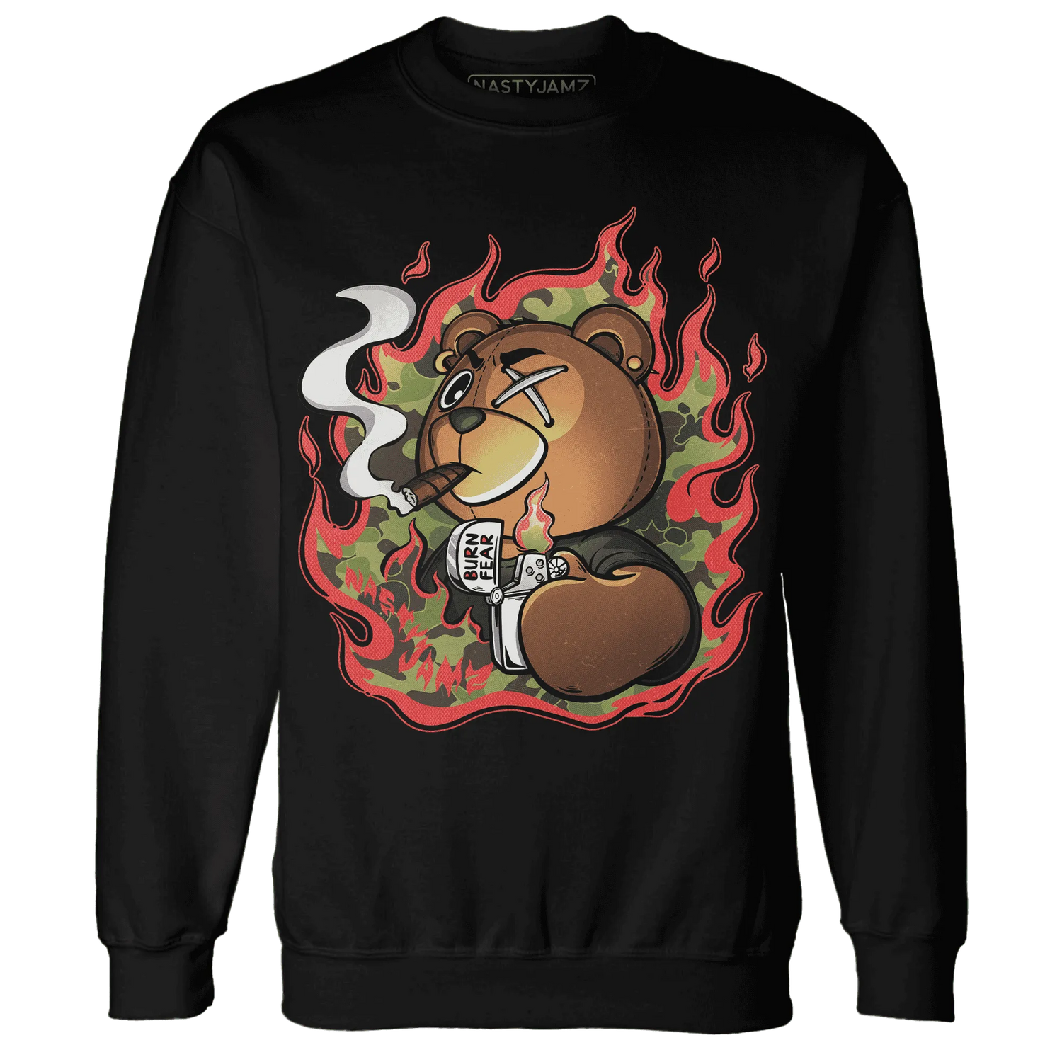 AM-90-Dark-Sage-Solar-Red-NastyJamz-Sweatshirt-Match-BER-Burn-Fear