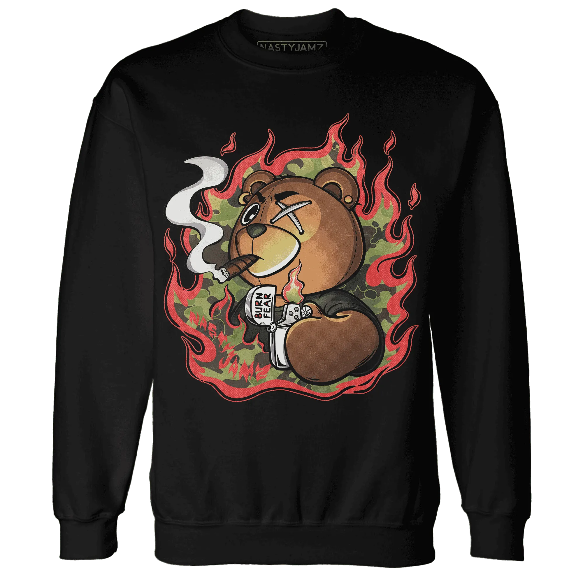 AM-90-Dark-Sage-Solar-Red-NastyJamz-Sweatshirt-Match-BER-Burn-Fear