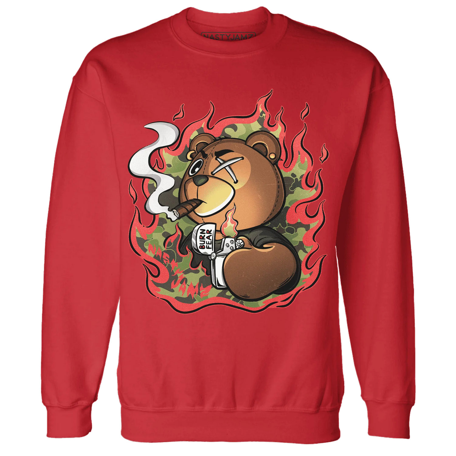 AM-90-Dark-Sage-Solar-Red-NastyJamz-Sweatshirt-Match-BER-Burn-Fear