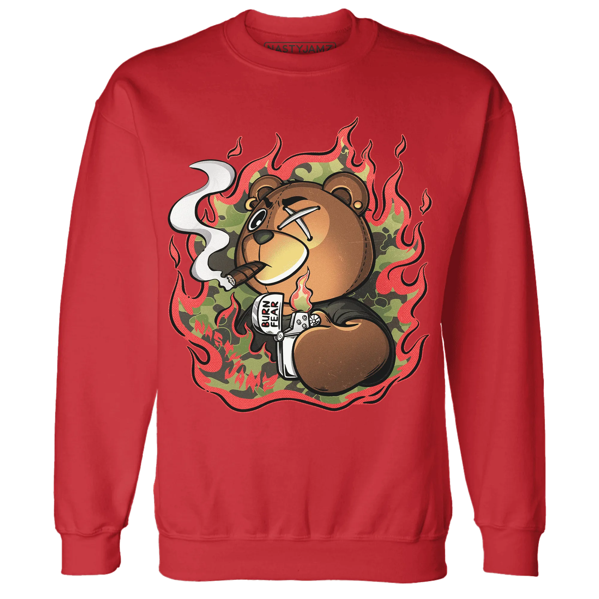 AM-90-Dark-Sage-Solar-Red-NastyJamz-Sweatshirt-Match-BER-Burn-Fear