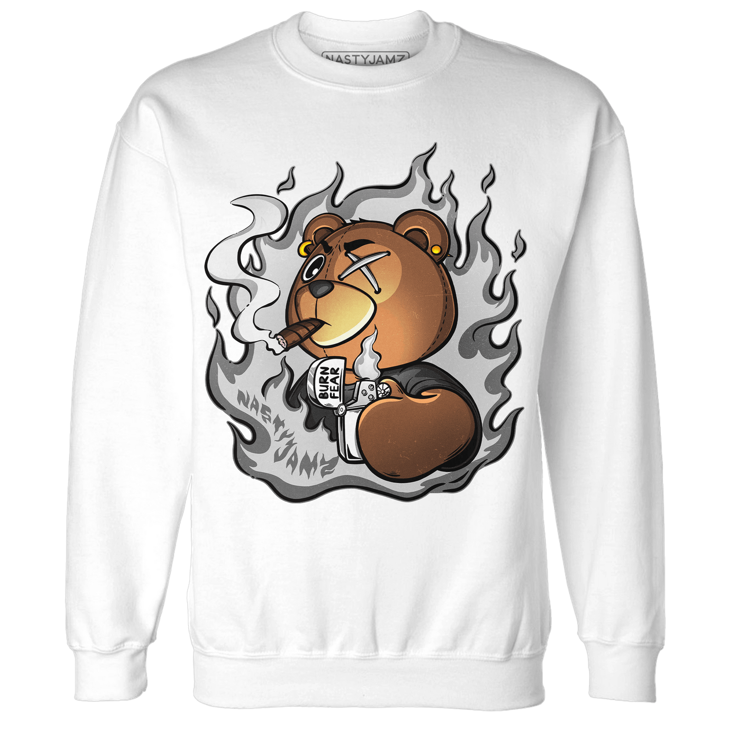 Retro High OG Black White 1s Sweatshirt Match BER Burn Fear - NastyJamz
