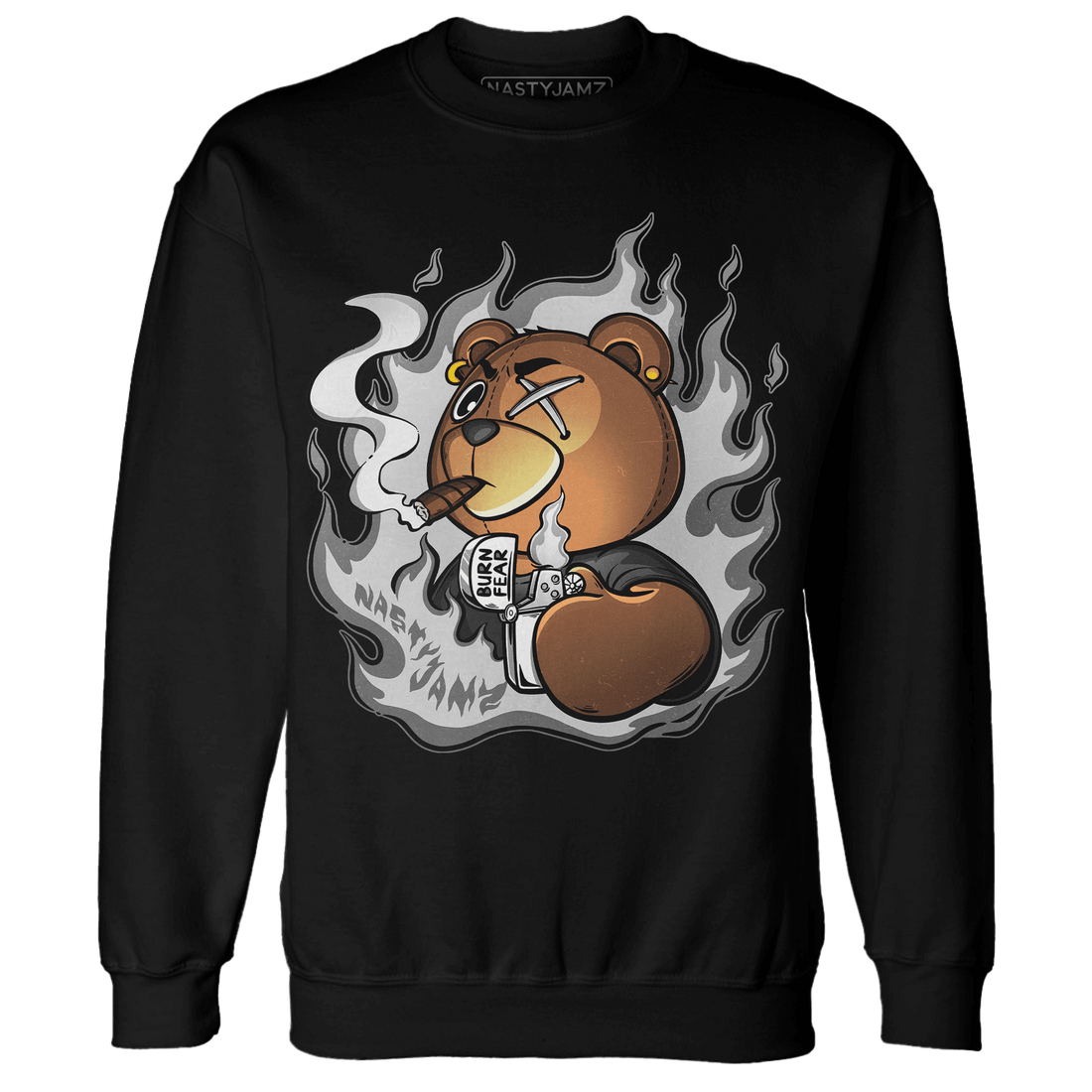 Retro High OG Black White 1s Sweatshirt Match BER Burn Fear - NastyJamz
