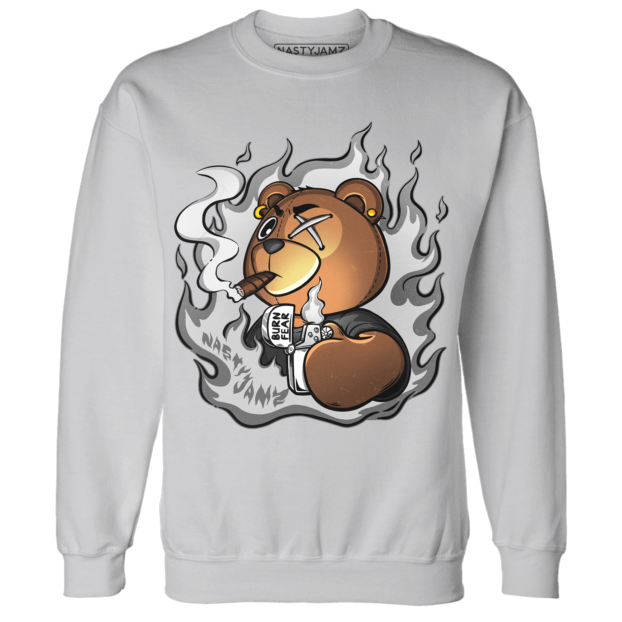 Retro High OG Black White 1s Sweatshirt Match BER Burn Fear - NastyJamz