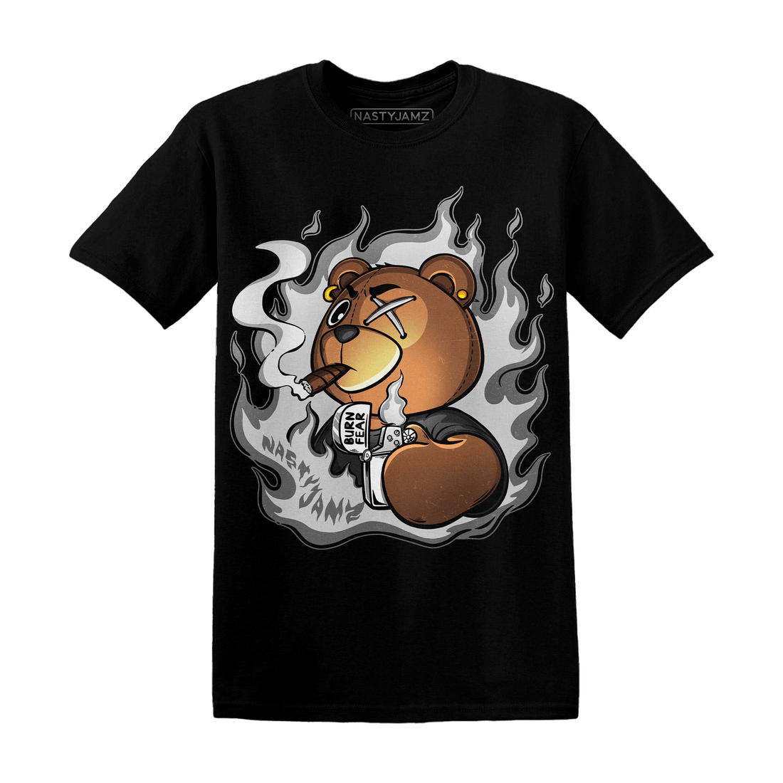 Retro High OG Black White 1s T Shirt Match BER Burn Fear - NastyJamz