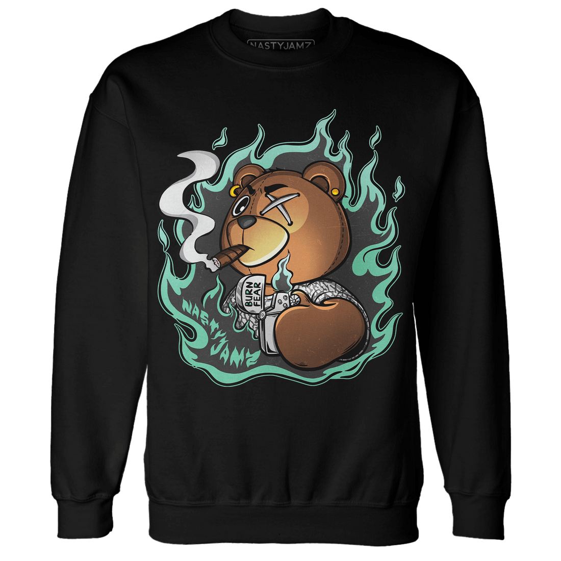 Green Glow 3s Sweatshirt Match BER Burn Fear - NastyJamz