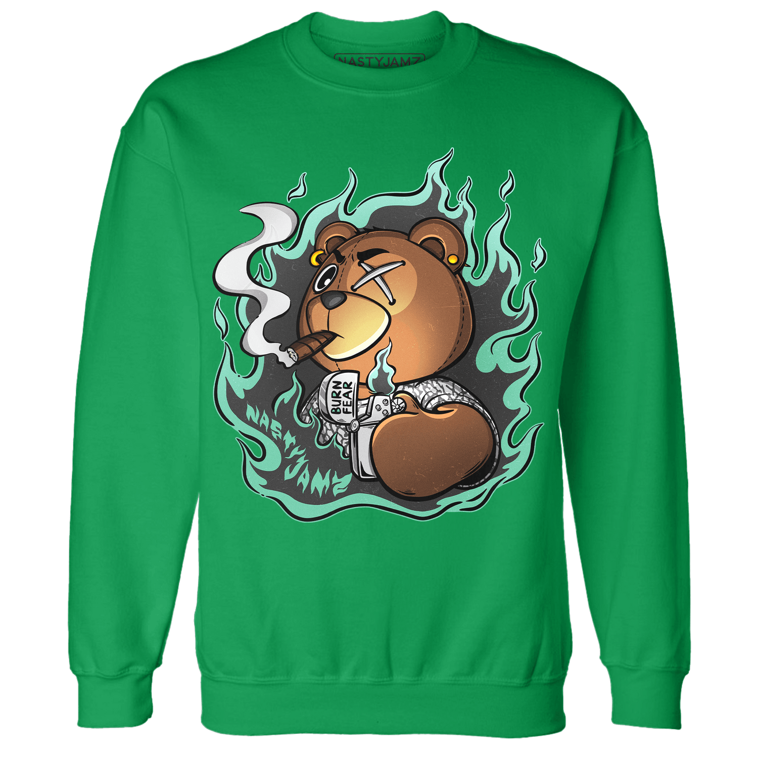Green Glow 3s Sweatshirt Match BER Burn Fear - NastyJamz