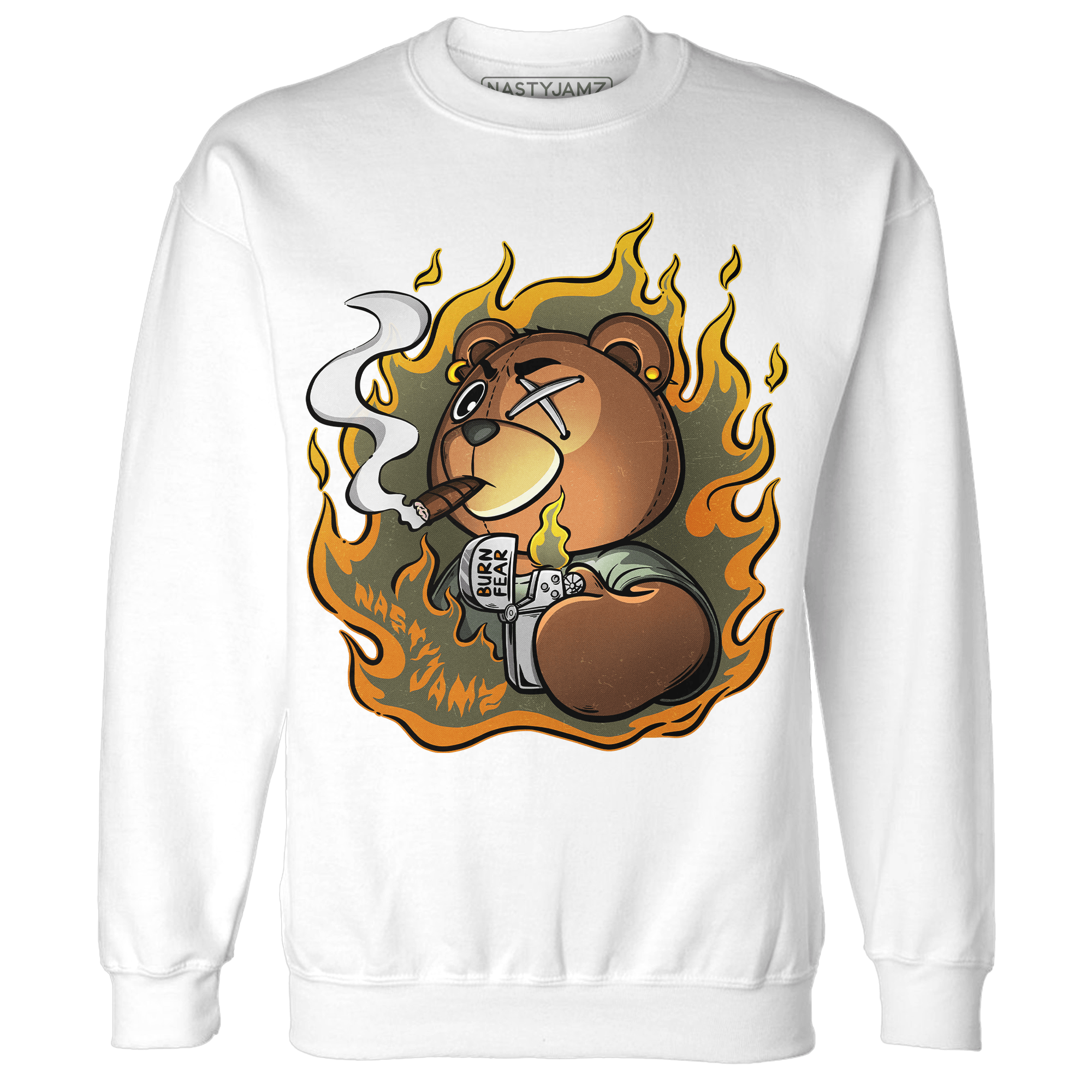Olive 5s Sweatshirt Match BER Burn Fear - NastyJamz