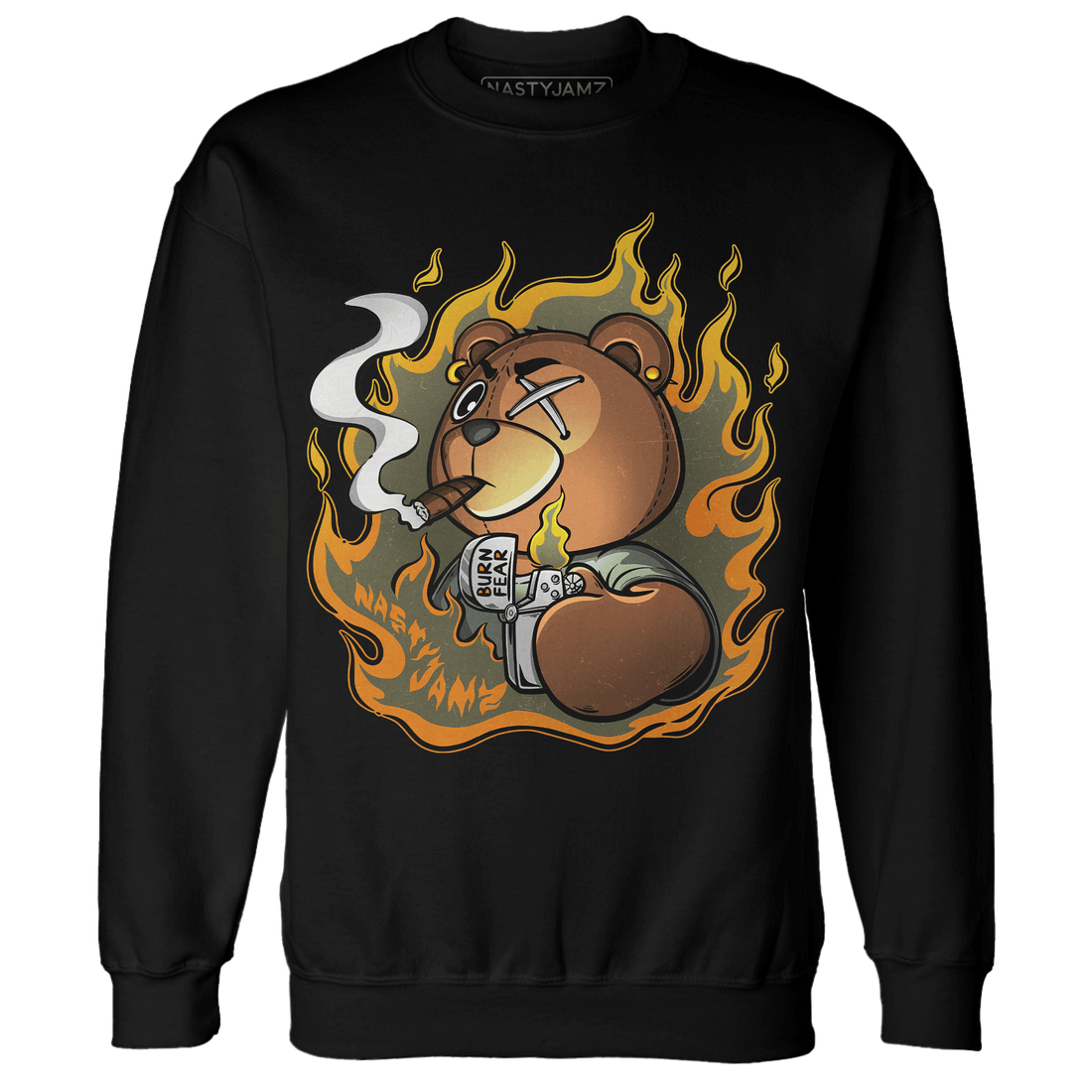 Olive 5s Sweatshirt Match BER Burn Fear - NastyJamz