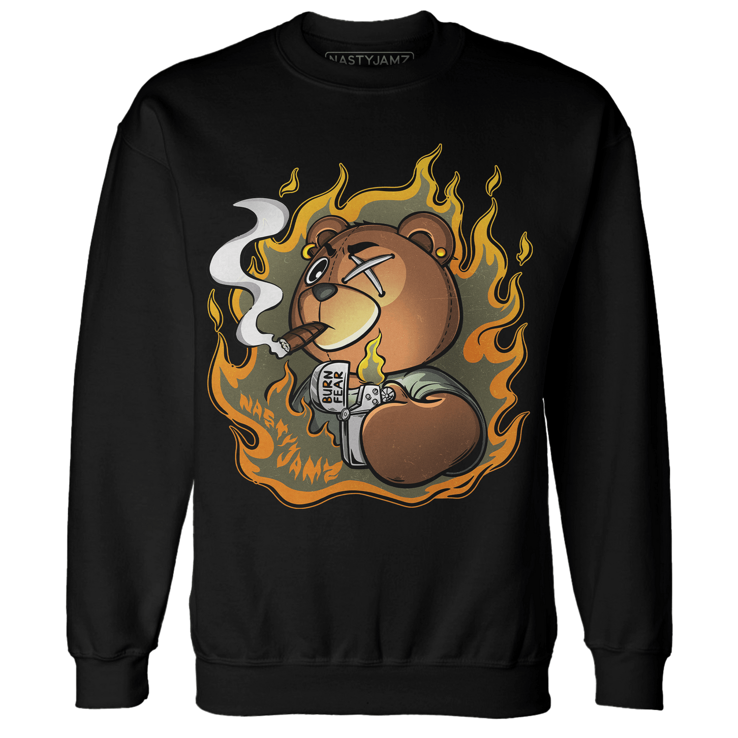 Olive 5s Sweatshirt Match BER Burn Fear - NastyJamz
