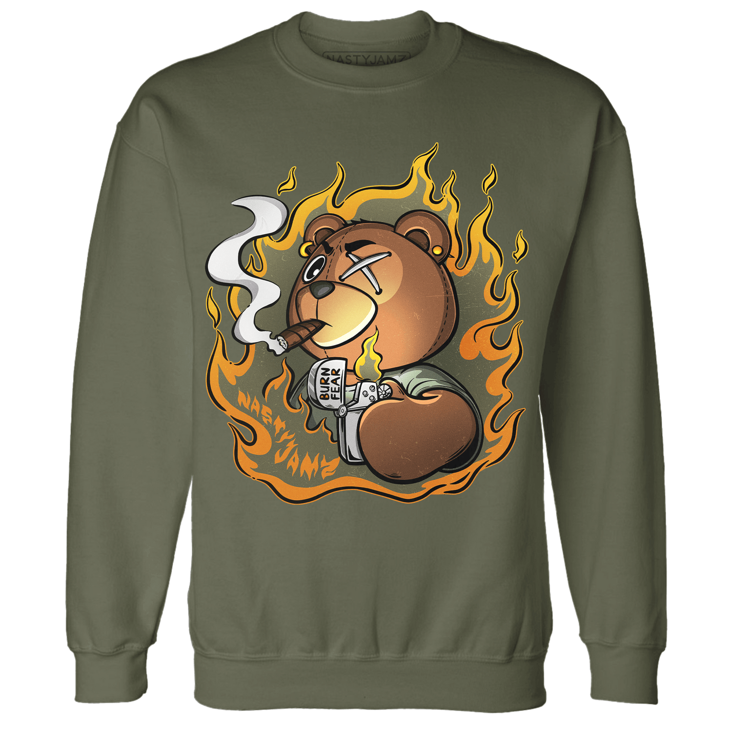 Olive 5s Sweatshirt Match BER Burn Fear - NastyJamz