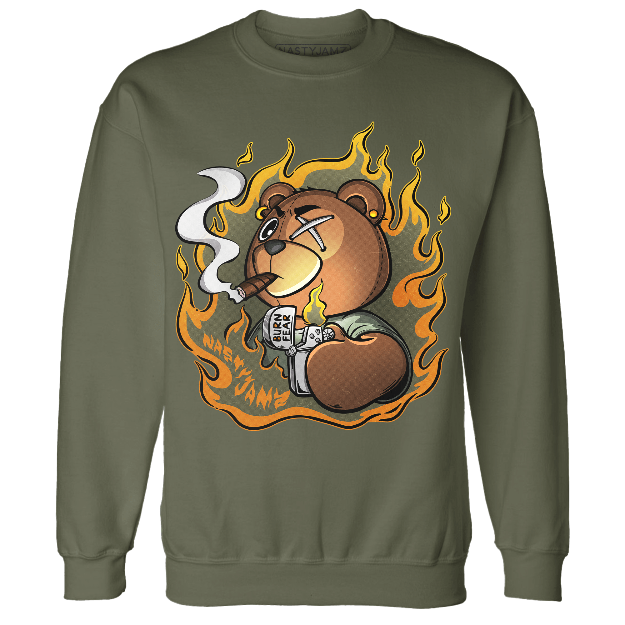 Olive 5s Sweatshirt Match BER Burn Fear - NastyJamz