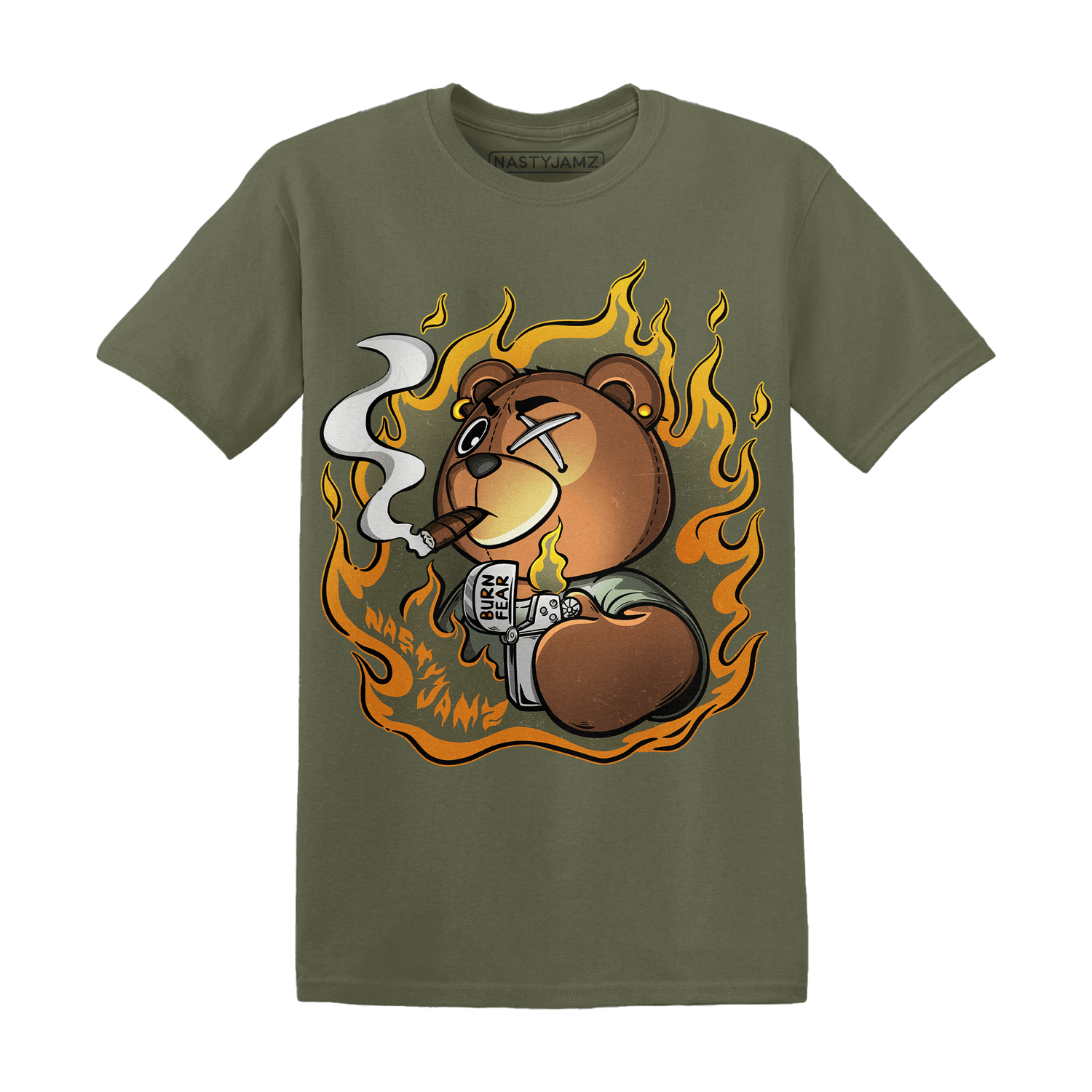 Olive 5s T Shirt Match BER Burn Fear - NastyJamz