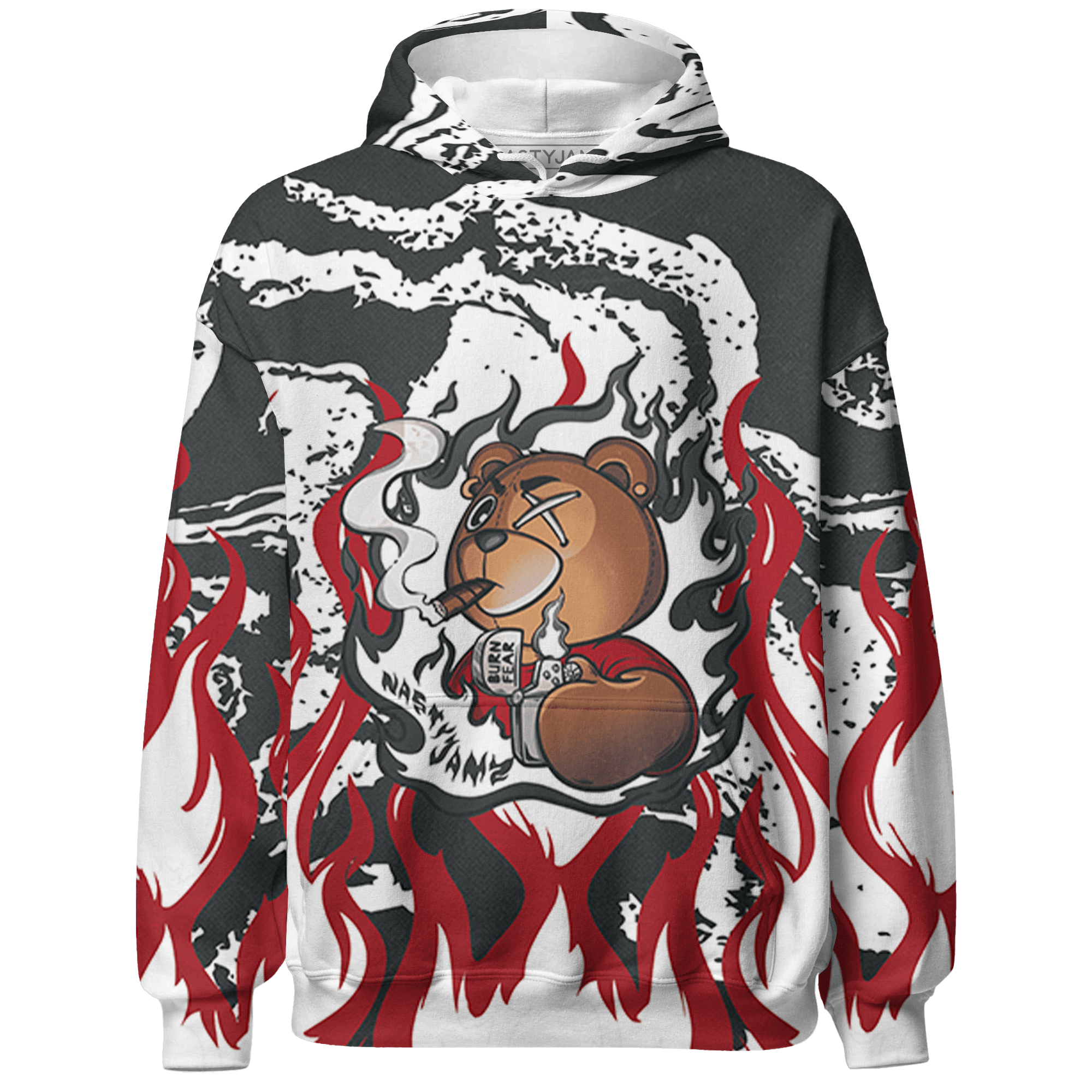 Retro Red Taxi 12s Hoodie Match BER Burn Fear 3D All-Over Print - NastyJamz