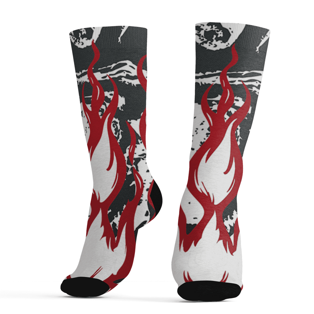 Retro Red Taxi 12s Socks Match BER Burn Fear 3D All-Over Print - NastyJamz