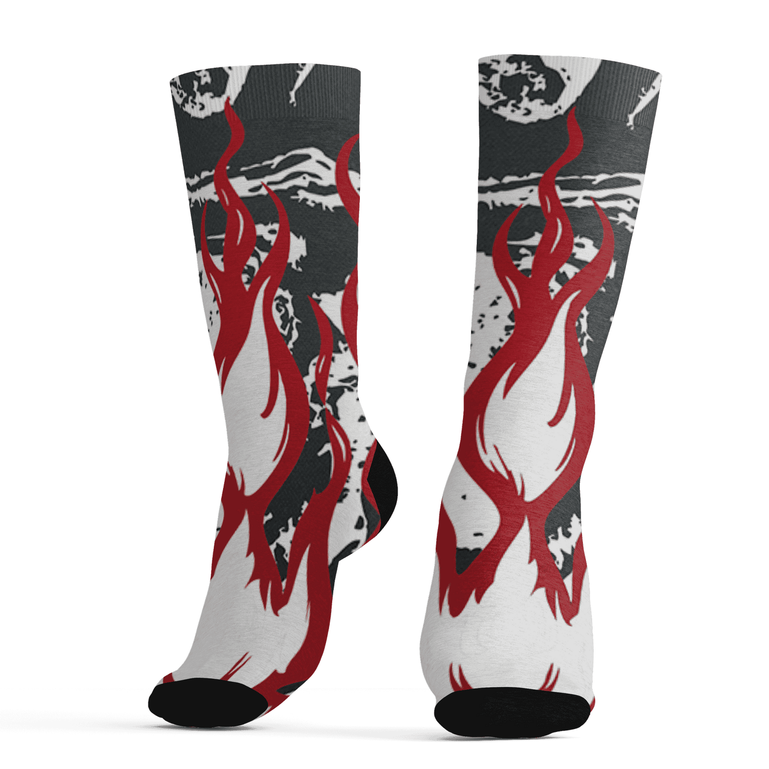 Retro Red Taxi 12s Socks Match BER Burn Fear 3D All-Over Print - NastyJamz