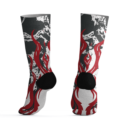 Retro Red Taxi 12s Socks Match BER Burn Fear 3D All-Over Print - NastyJamz