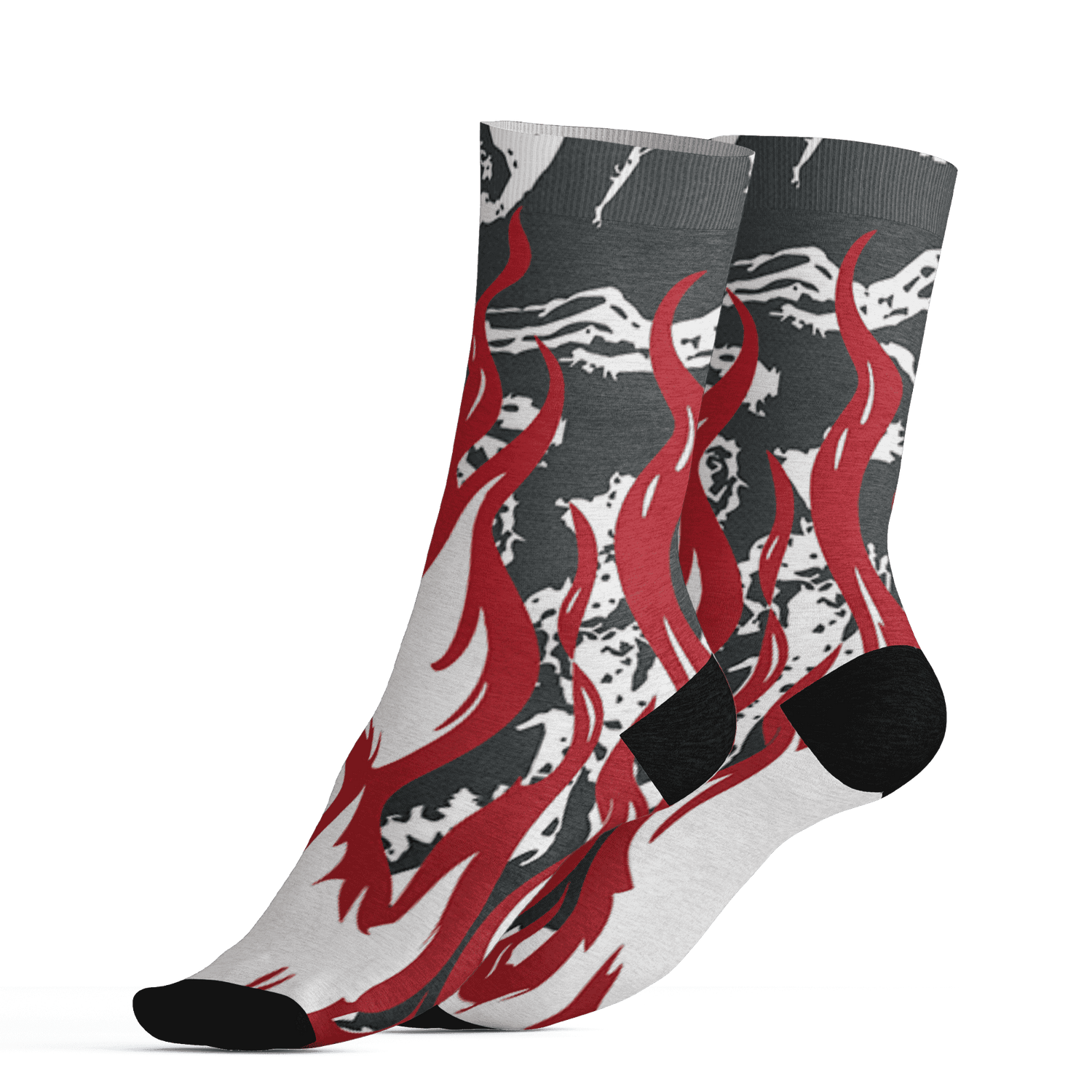 Retro Red Taxi 12s Socks Match BER Burn Fear 3D All-Over Print - NastyJamz