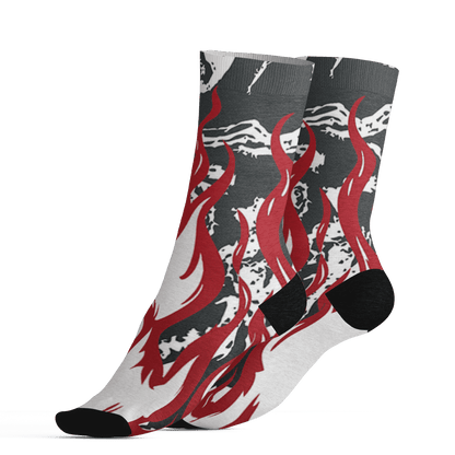 Retro Red Taxi 12s Socks Match BER Burn Fear 3D All-Over Print - NastyJamz