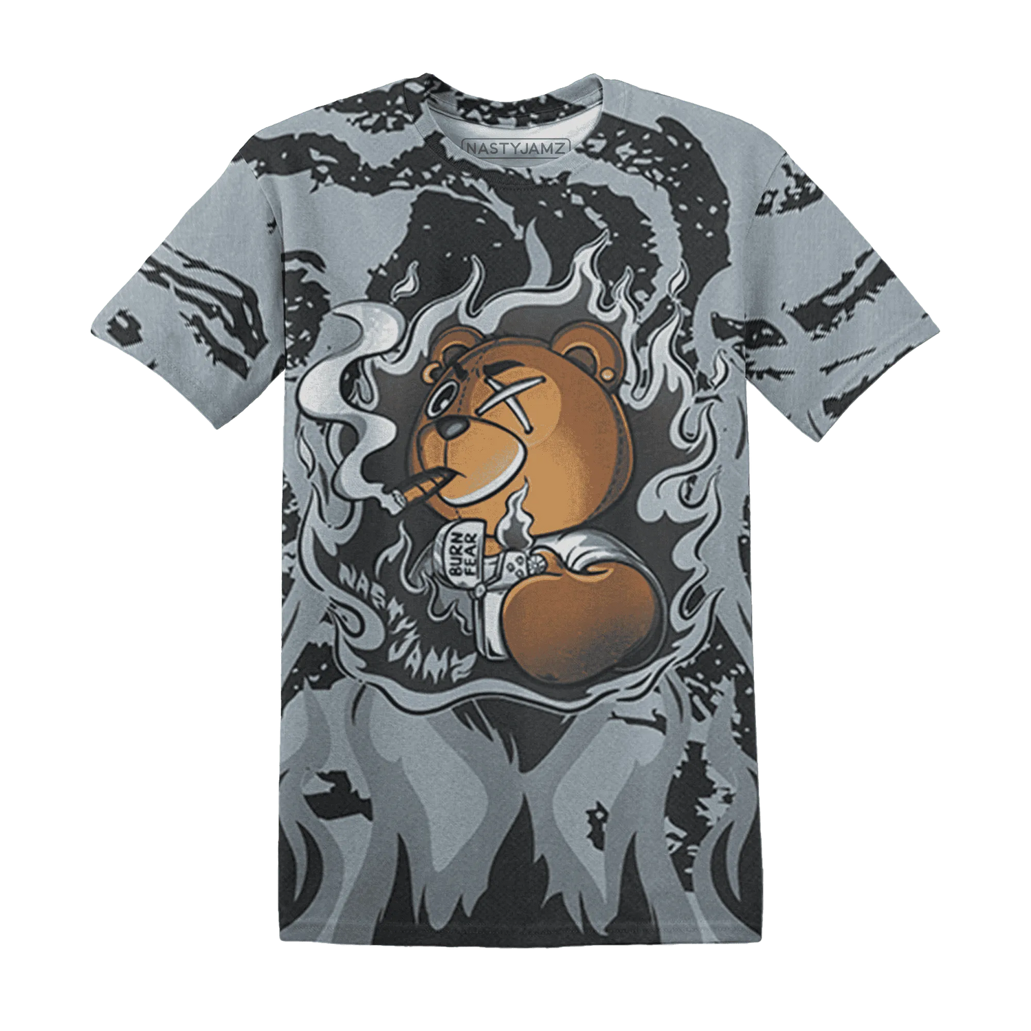 Wolf-Grey-12s-T-Shirt-Match-BER-Burn-Fear-3D