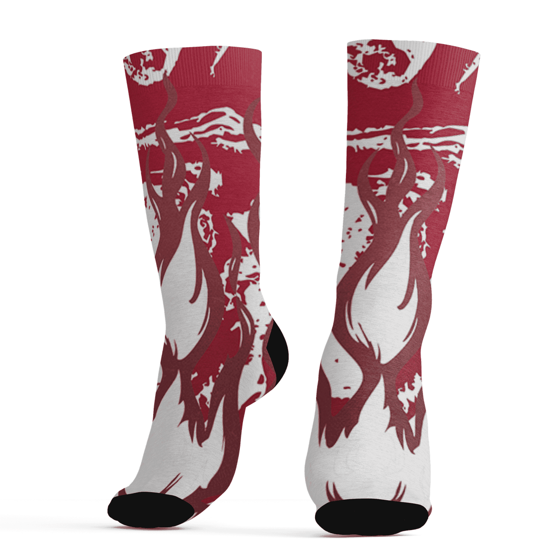 High 85 Metallic Burgundy 1s Socks Match BER Burn Fear 3D All-Over Print - NastyJamz