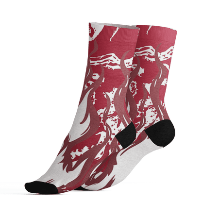 High 85 Metallic Burgundy 1s Socks Match BER Burn Fear 3D All-Over Print - NastyJamz