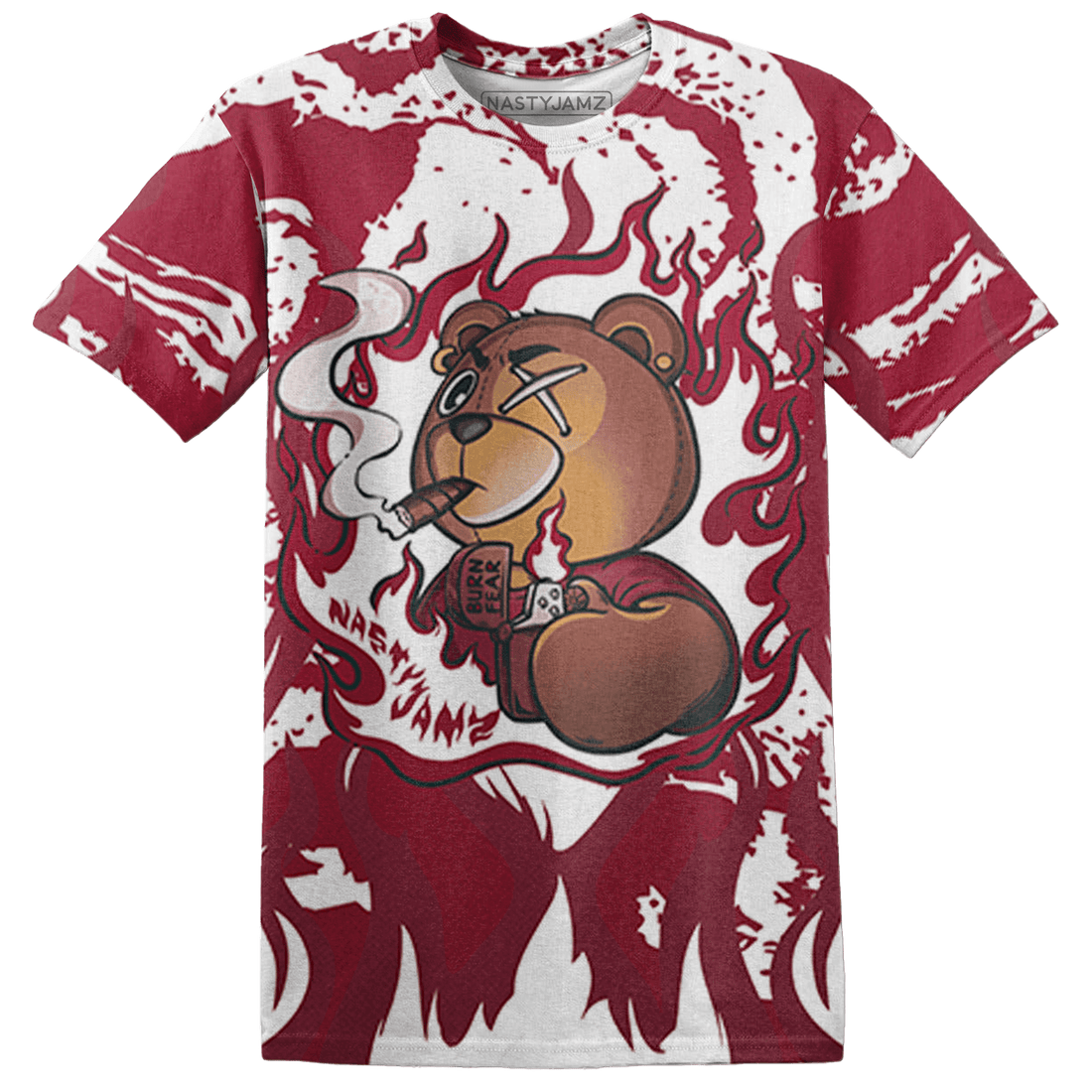 High White Team Red 1s T Shirt Match BER Burn Fear 3D All-Over Print - NastyJamz
