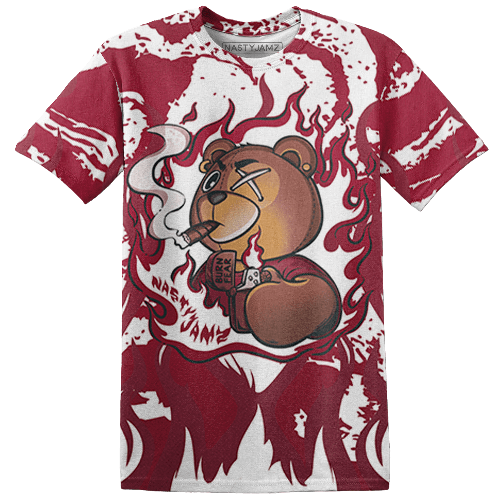 High White Team Red 1s T Shirt Match BER Burn Fear 3D All-Over Print - NastyJamz