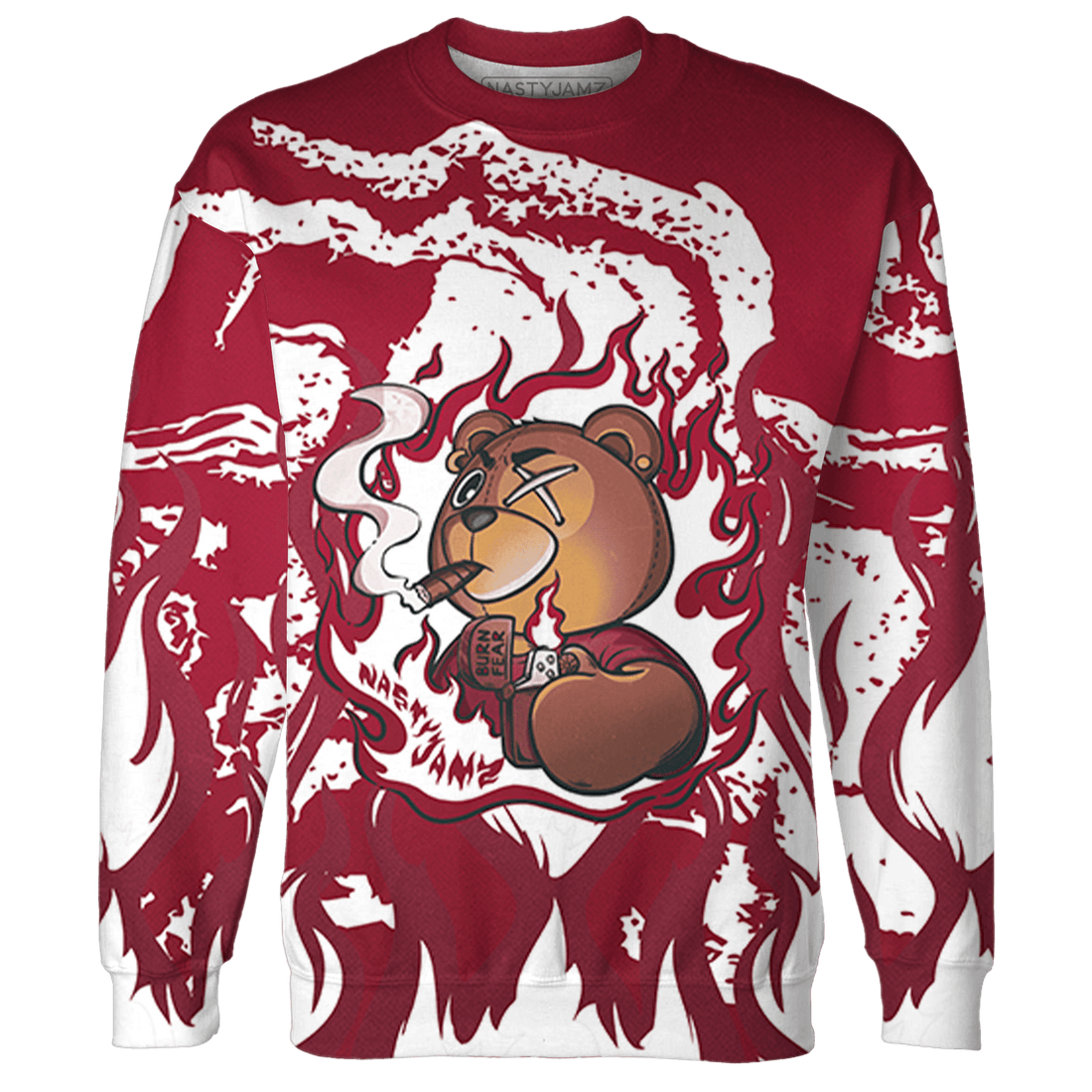 High White Team Red 1s Sweatshirt Match BER Burn Fear 3D All-Over Print - NastyJamz