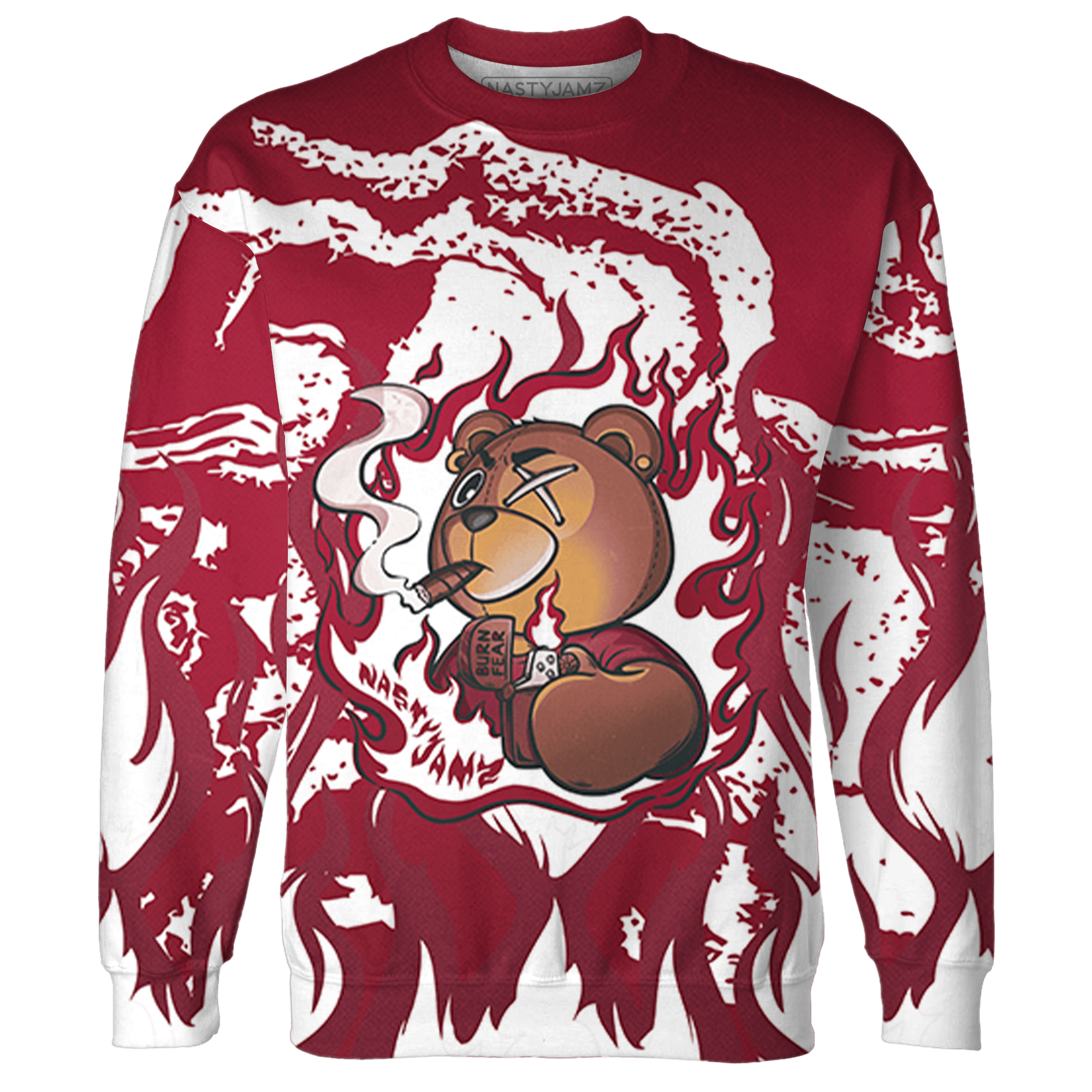 High White Team Red 1s Sweatshirt Match BER Burn Fear 3D All-Over Print - NastyJamz