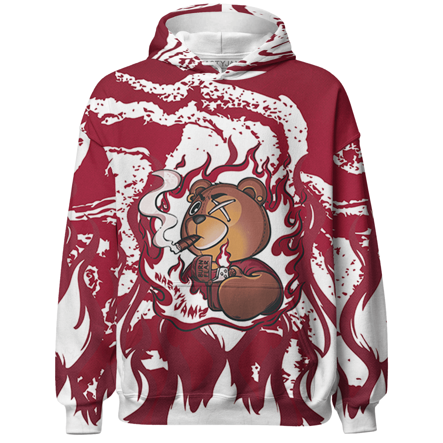 High White Team Red 1s Hoodie Match BER Burn Fear 3D All-Over Print - NastyJamz