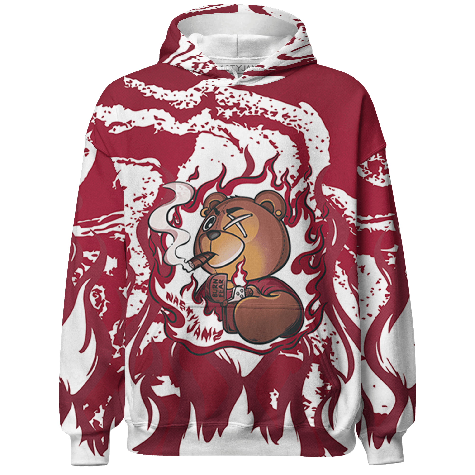 High White Team Red 1s Hoodie Match BER Burn Fear 3D All-Over Print - NastyJamz
