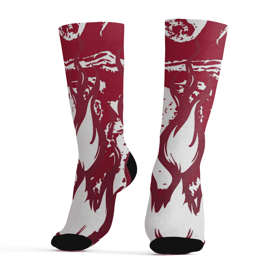 High White Team Red 1s Socks Match BER Burn Fear 3D All-Over Print - NastyJamz