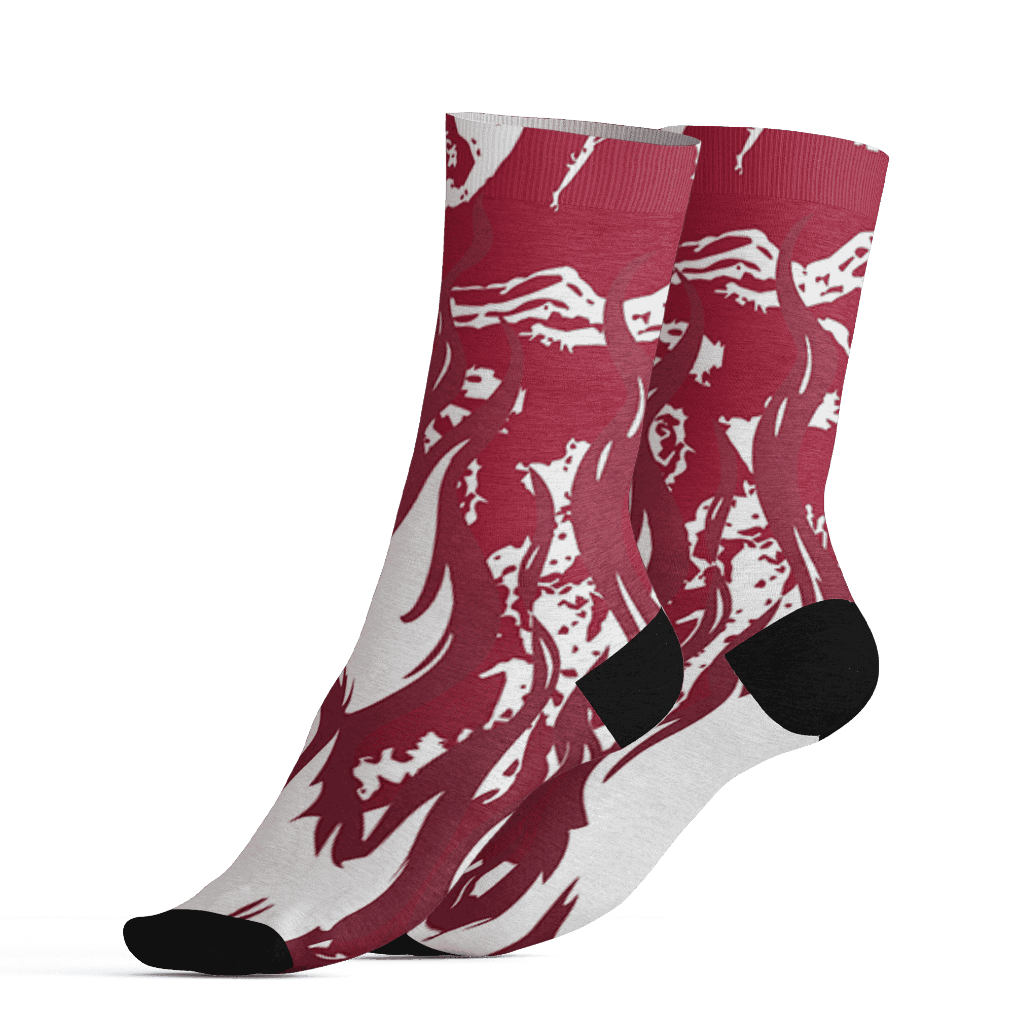 High White Team Red 1s Socks Match BER Burn Fear 3D All-Over Print - NastyJamz
