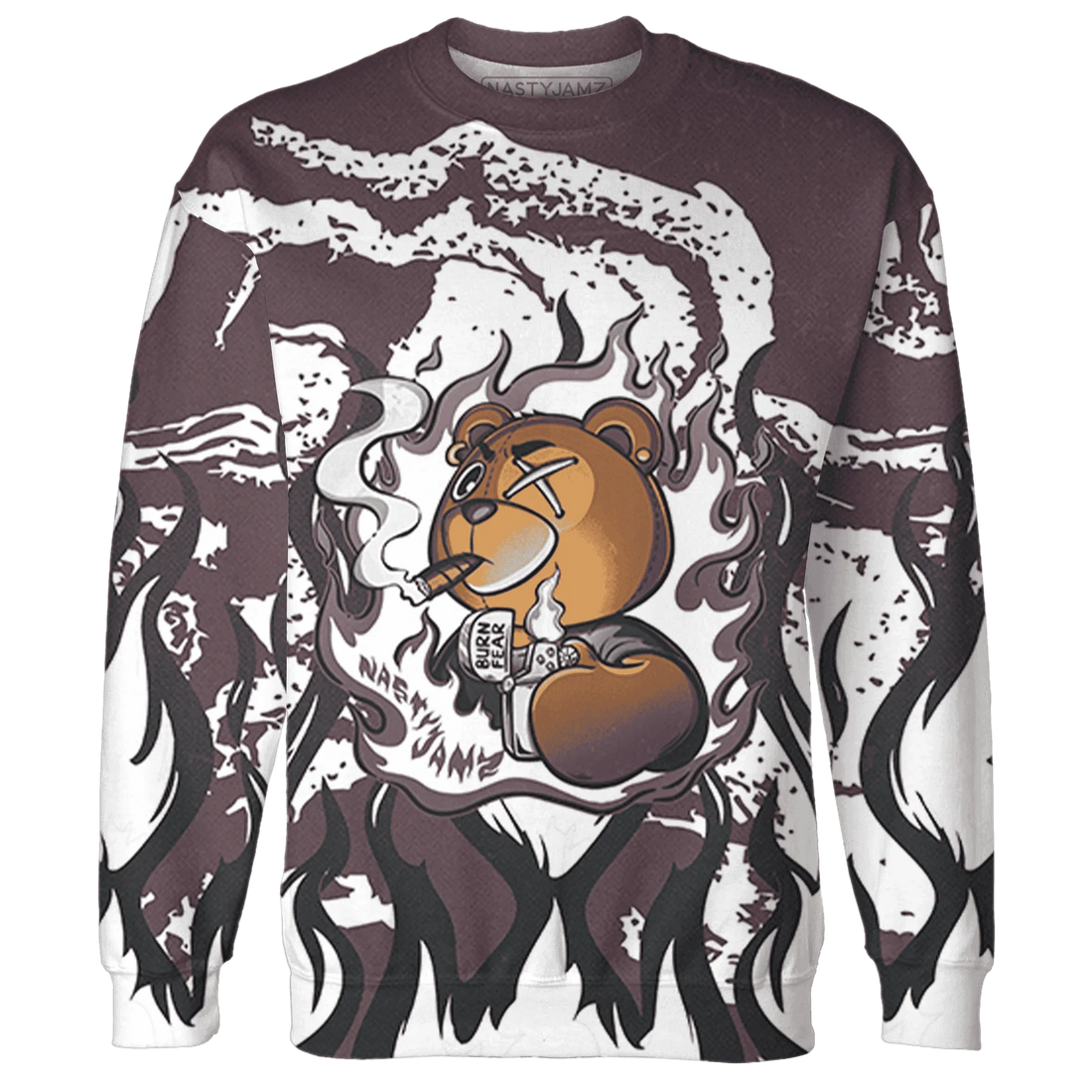 Burgundy-Crush-3s-Sweatshirt-Match-BER-Burn-Fear-3D
