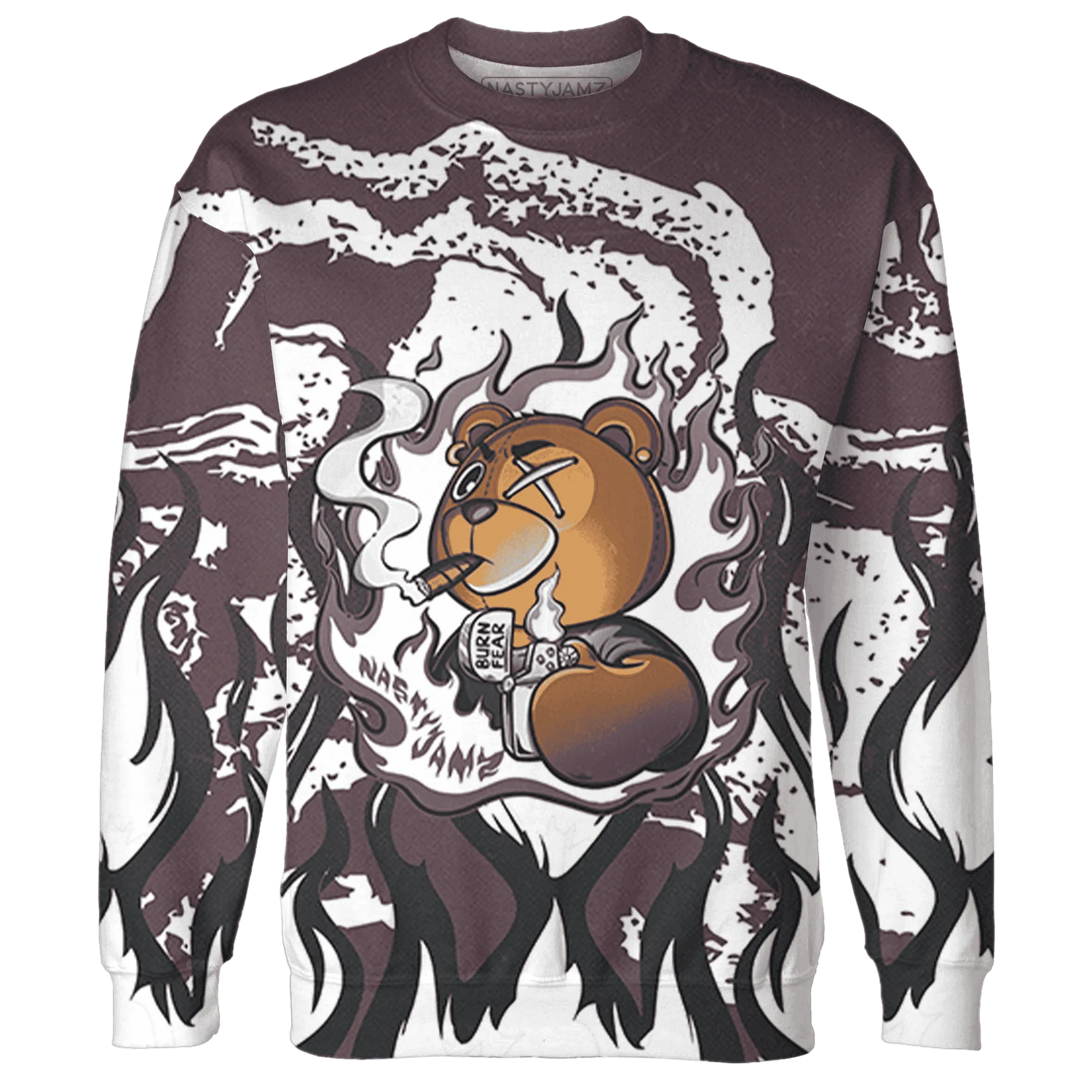 Burgundy-Crush-3s-Sweatshirt-Match-BER-Burn-Fear-3D