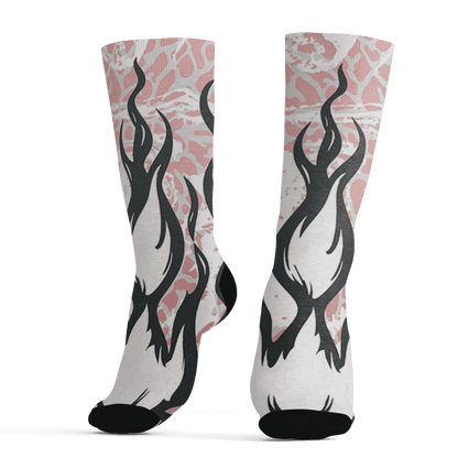 Red Stardust 3s Socks Match BER Burn Fear 3D All-Over Print - NastyJamz