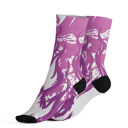 GS Hyper Violet 4s Socks Match BER Burn Fear 3D All-Over Print - NastyJamz
