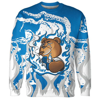 Industrial Blue 4s Sweatshirt Match BER Burn Fear 3D All-Over Print - NastyJamz