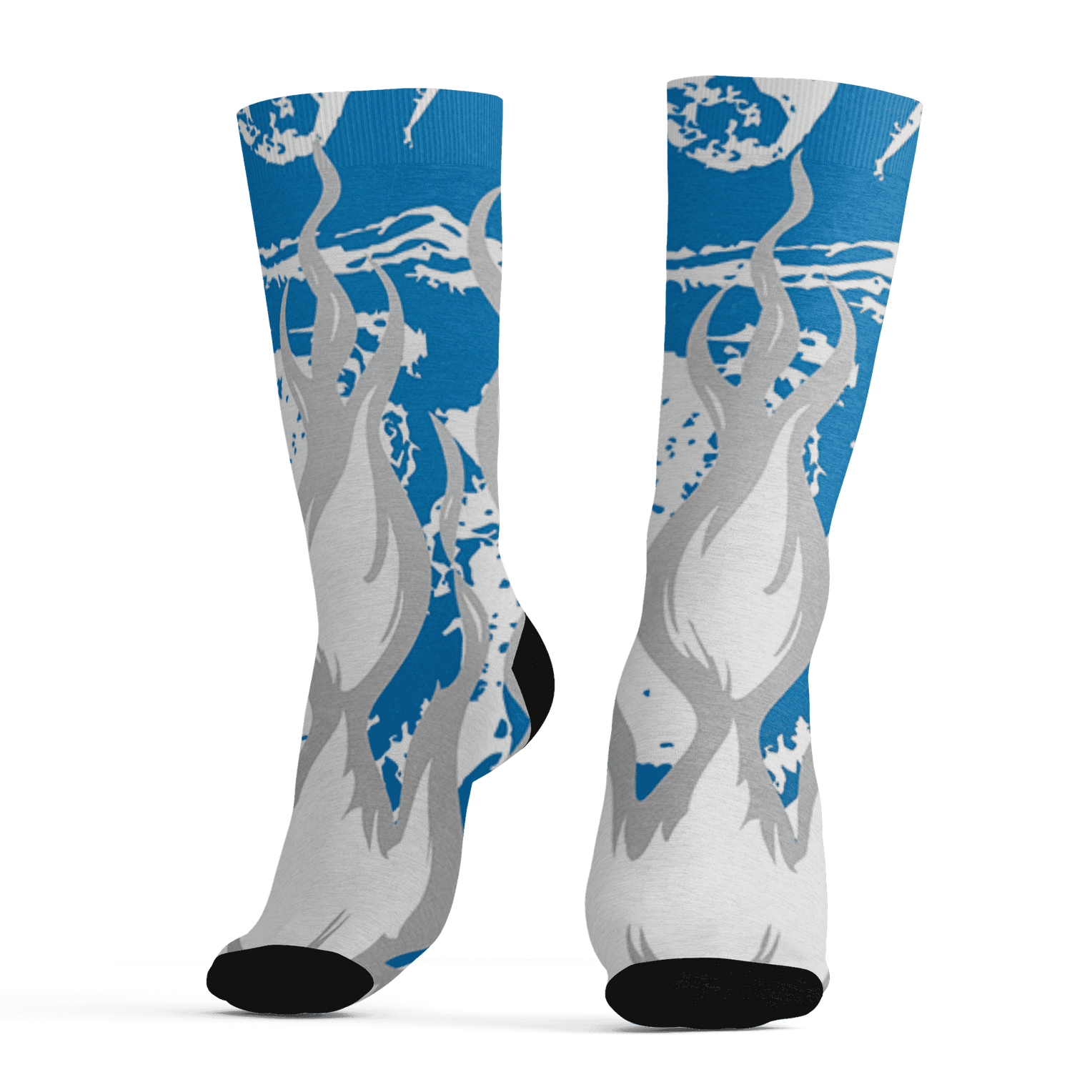 Industrial Blue 4s Socks Match BER Burn Fear 3D All-Over Print - NastyJamz