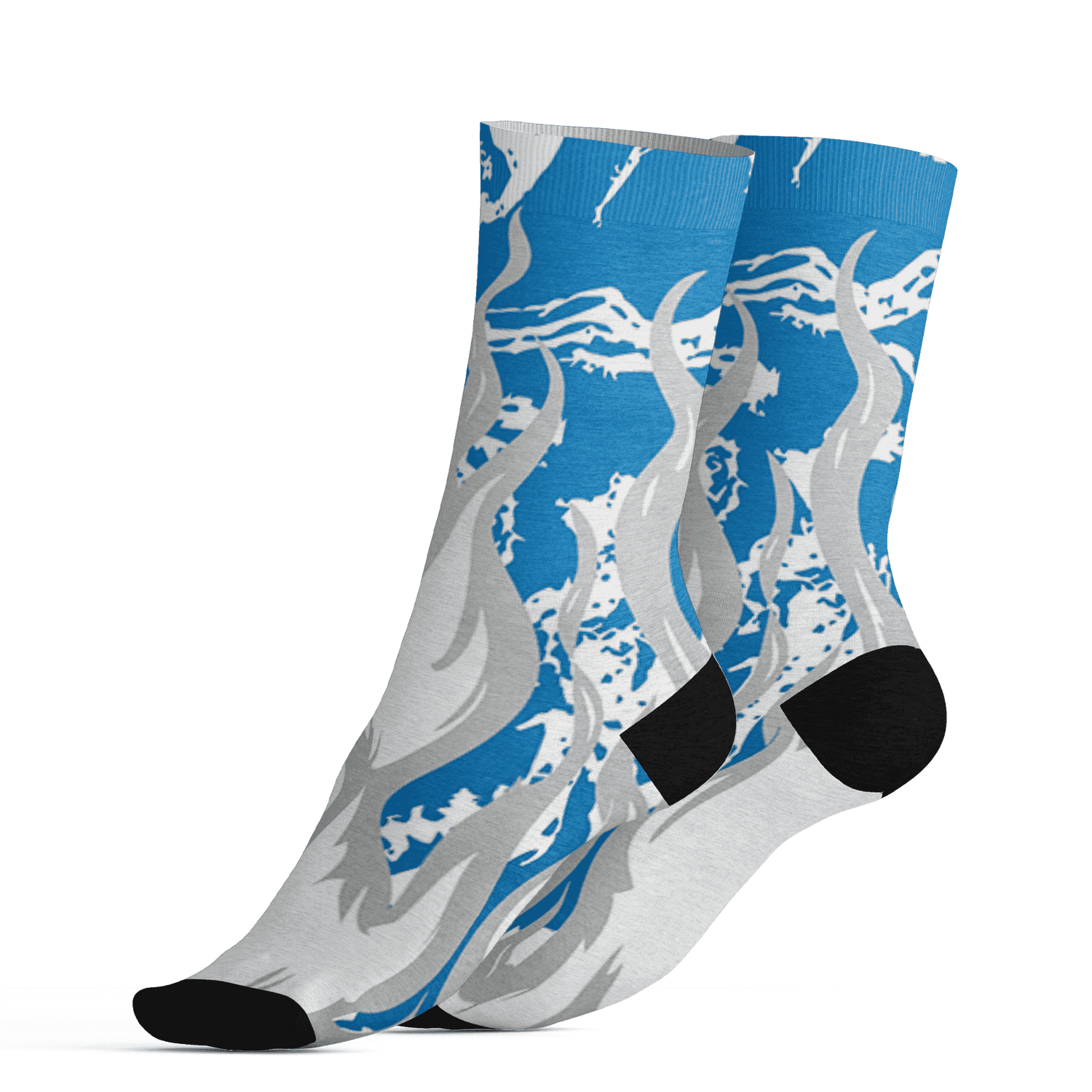 Industrial Blue 4s Socks Match BER Burn Fear 3D All-Over Print - NastyJamz