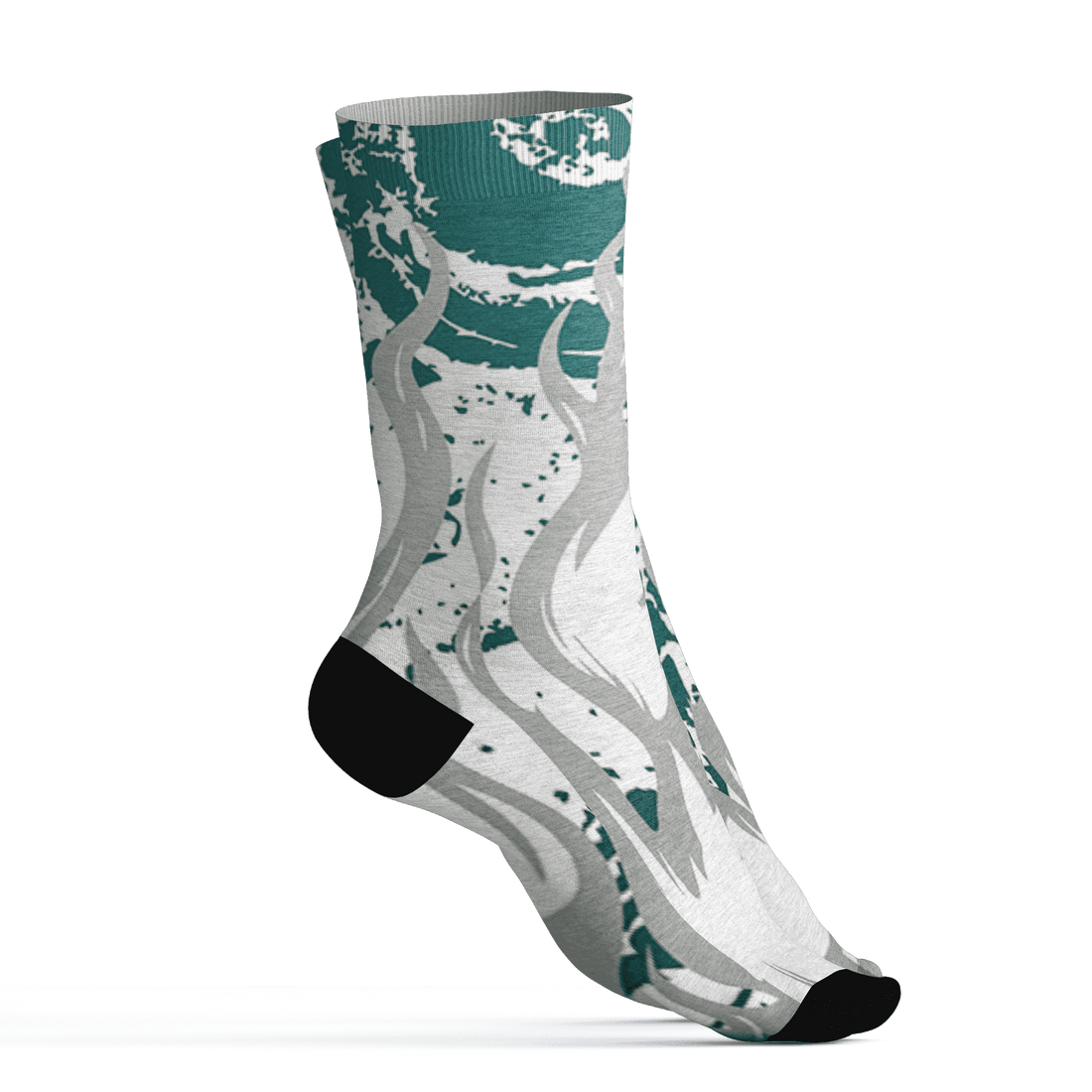 Oxidized Green 4s Socks Match BER Burn Fear 3D All-Over Print - NastyJamz