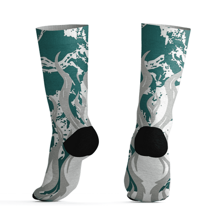 Oxidized Green 4s Socks Match BER Burn Fear 3D All-Over Print - NastyJamz