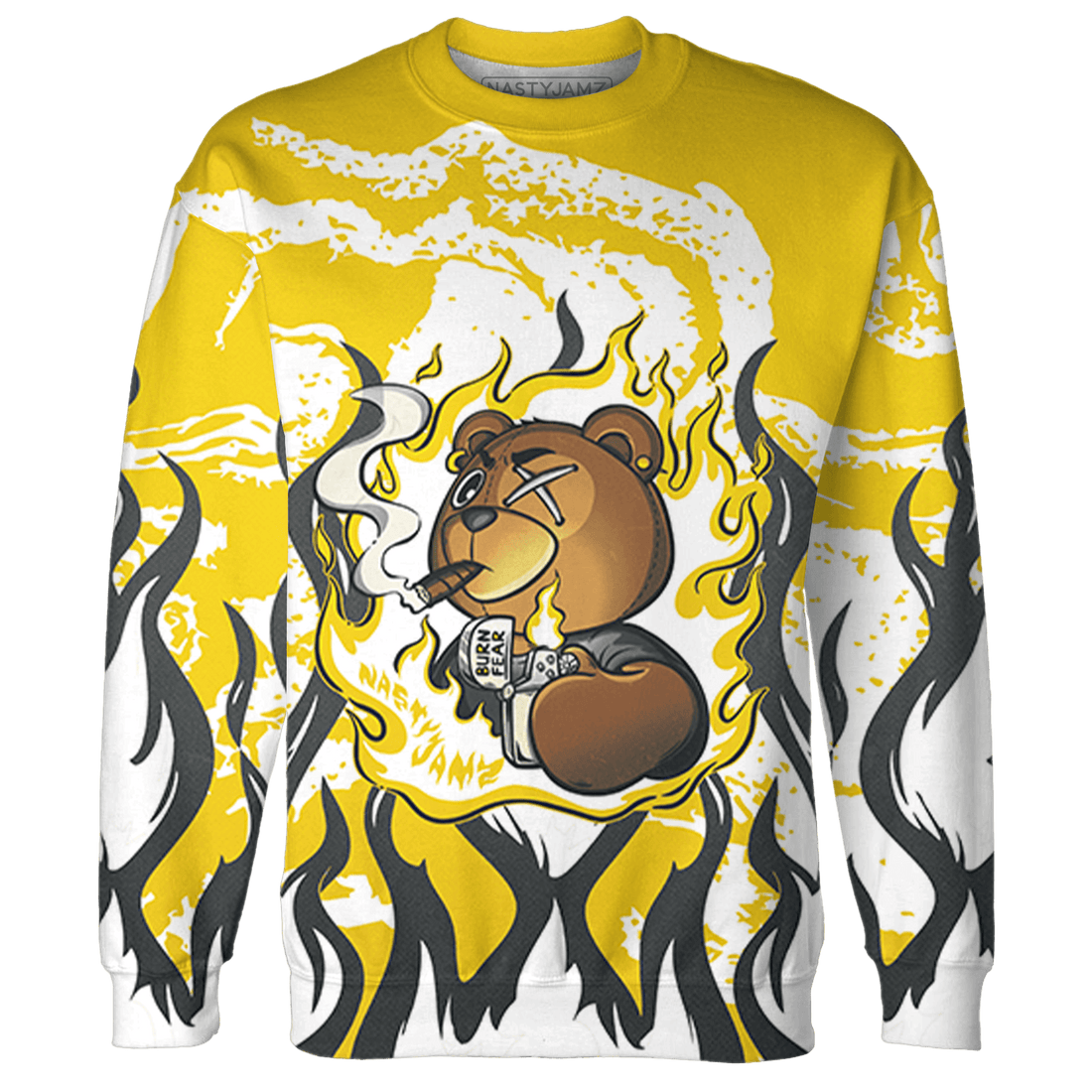 Vivid Sulfur 4s Sweatshirt Match BER Burn Fear 3D All-Over Print - NastyJamz