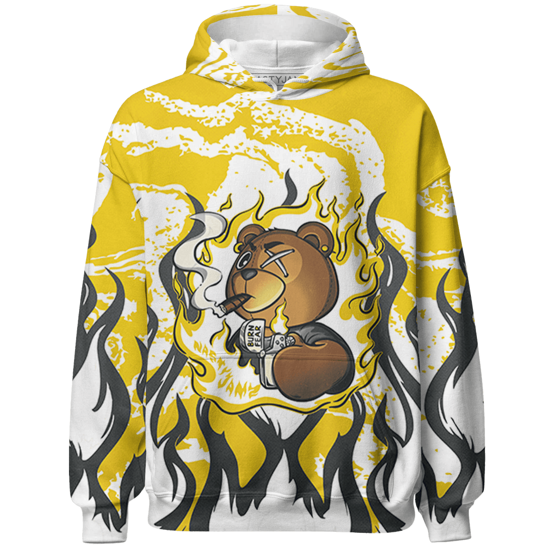 Vivid Sulfur 4s Hoodie Match BER Burn Fear 3D All-Over Print - NastyJamz